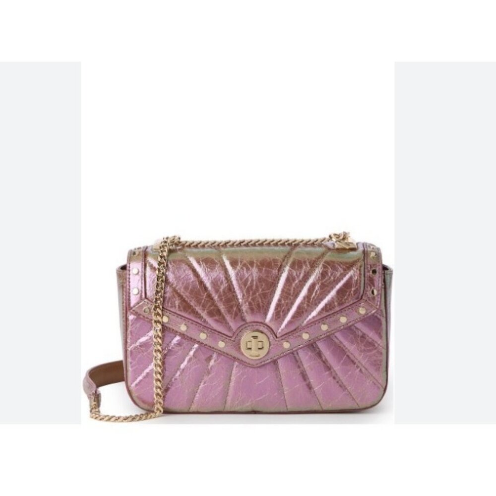 BRAHMIN Rosa Alectrona metallic leather women's crossbody bag - Rose gold